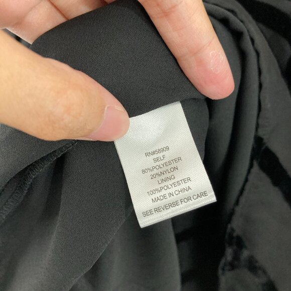 New Gibson Latimer size 3X Black Chiffon Velvet Burnt-out Smock Tie Front Blouse - Picture 8 of 11